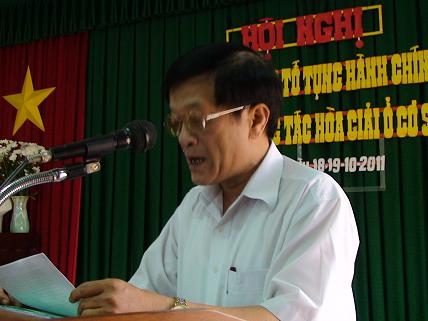 Đ/c Nguyễn Đình Huệ - Chủ tịch UBND huyện Tuy Phước phát biểu chỉ đạo tại Hội nghị