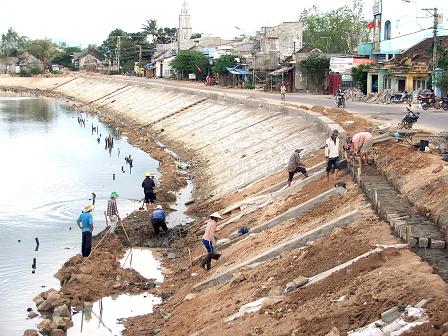 Tuy Phước tu bổ, nâng cấp đê sông Kôn