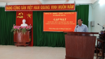 Đồng chí Nguyễn Văn Hùng – TUV, Bí thư Huyện ủy, Chủ tịch HĐND huyện phát biểu tại buổi gặp mặt
